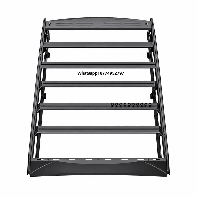 No-Drill Aluminum Roof Rack Platform Heavy Duty Flat Cargo Carrier with Wind Fairing for 4x4 Off-Road SUV Pickup Overland