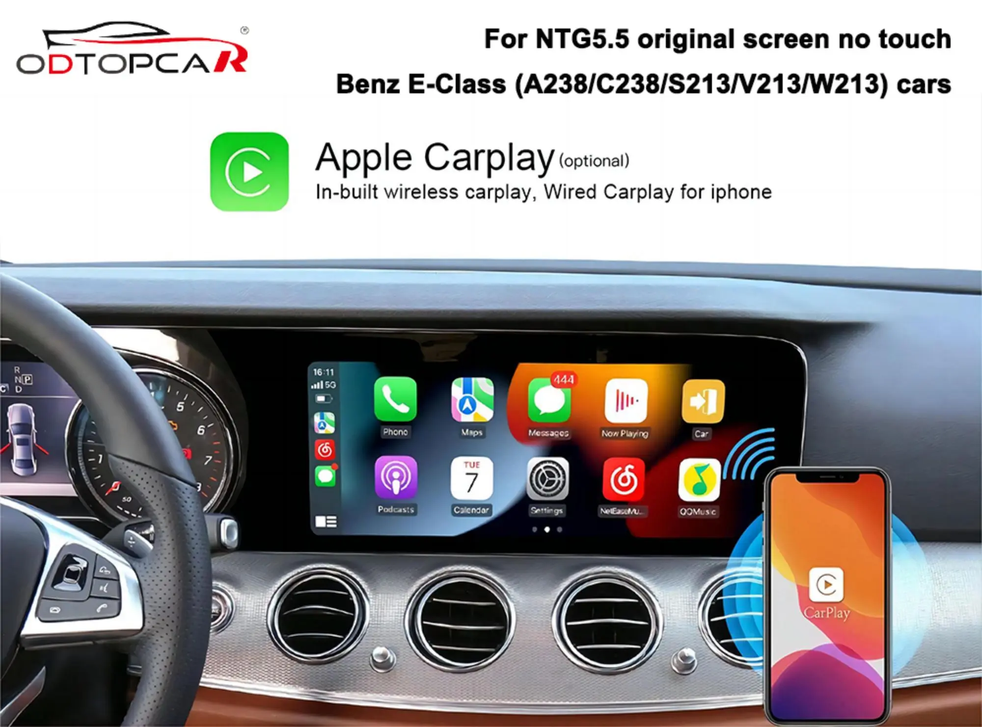 

Wireless Car Play Adapter for Mercedes E-W213 S213 V213 NTG 5.5 System 12.3 inch Touch Screen Ai BOX Android 13 Wireless CarPlay