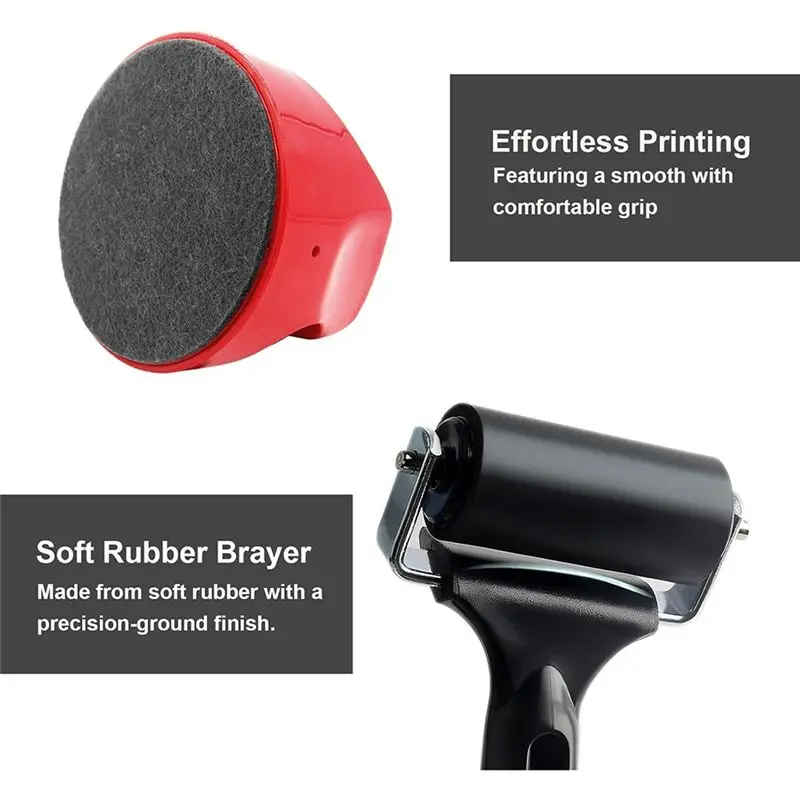 ABVT-Block Printing Baren And Rubber Roller Roller Tools For Hand, Printing, Ink And Stamping