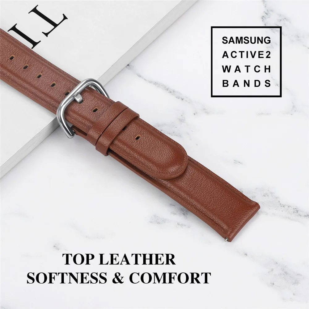 22mm 20mm Leather strap for Samsung Galaxy watch 3/4 Active 2 Gear S3 Huawei watch GT2 Luxury strap accessories for Amazfit GTR