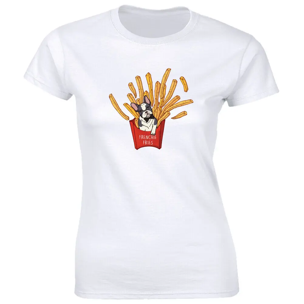 Frenchie Fries with French Bulldog T-Shirt for Women French Fry Lover Foodie Tee