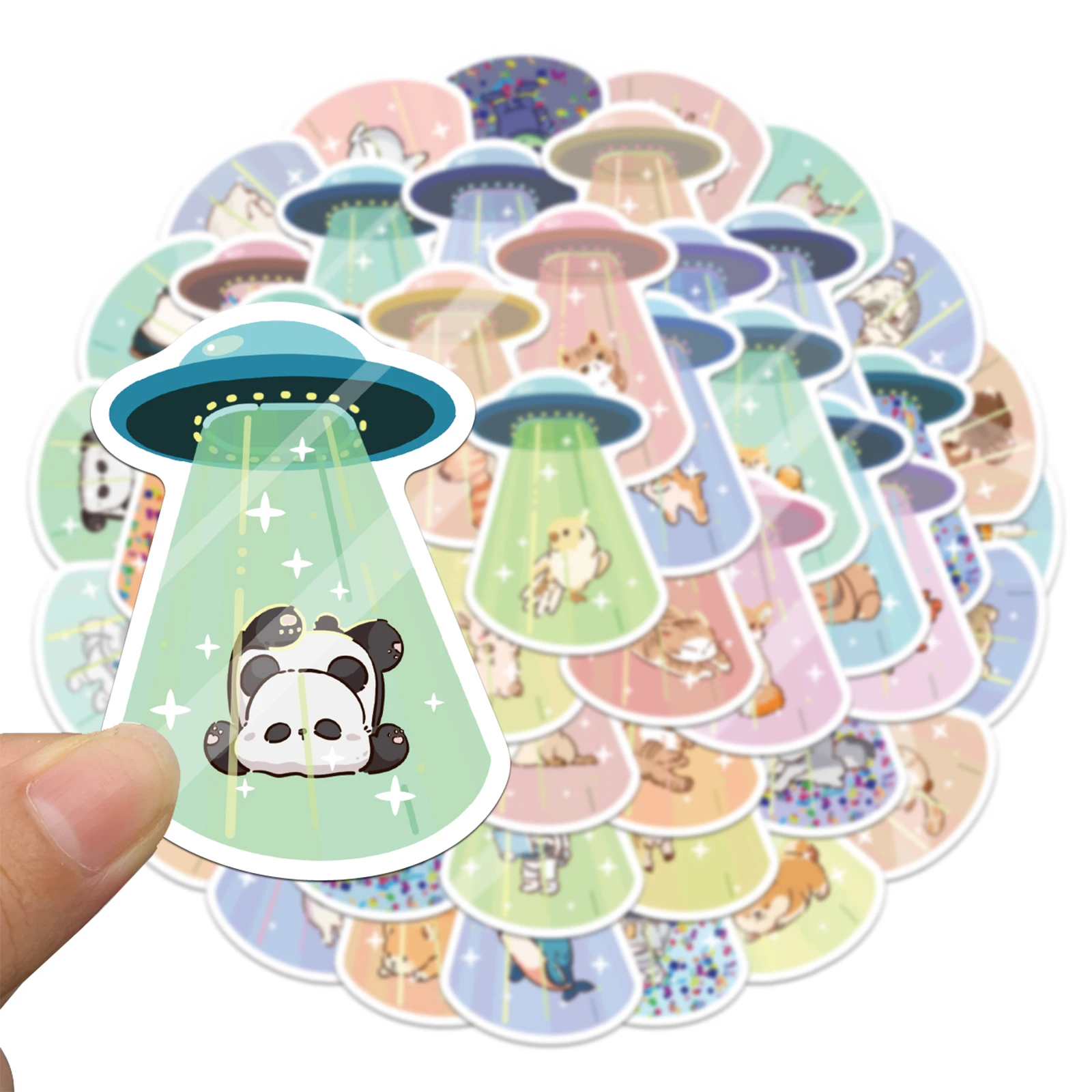 50PCS UFO Kidnapped Friend Stickers Exquisite Handaccount Material Phone Case Laptop Luggage Waterproof Stickers