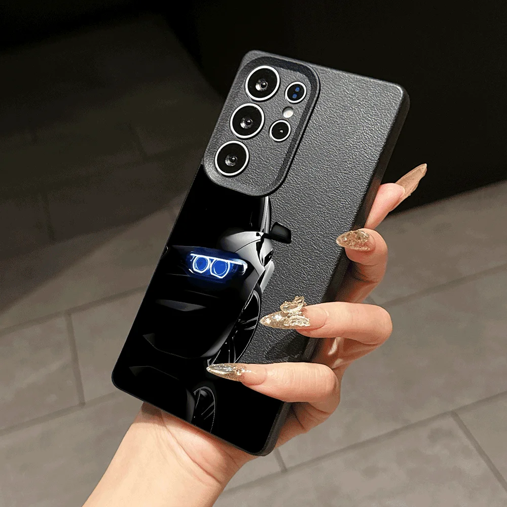Black Car Blue Headlight 2026 New Phone Case For Samsung Galaxy S25 S23 A73 A72 A57 A34 A26 Slim Fit Shockproof Back Cover