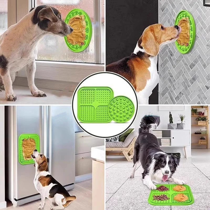 Dog Lick Mat Silicone Slow Feeder Mat with Suction Cups for Bathing Grooming Distraction Anxiety Relief Pet Feeding Supplies