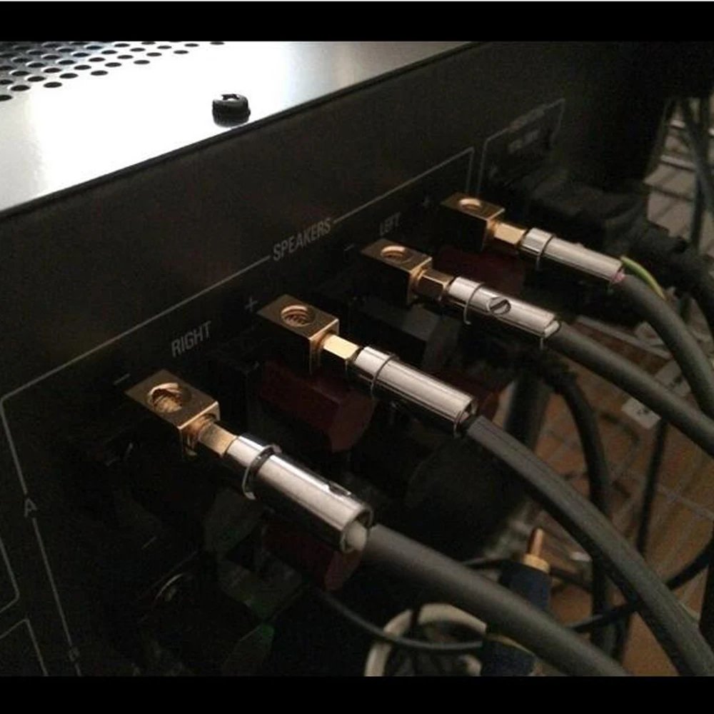 4/8 buah Hi-end 24K suku cadang perbaikan berlapis emas, kabel Speaker sudut kanan, colokan konektor Speaker Audio Hifi