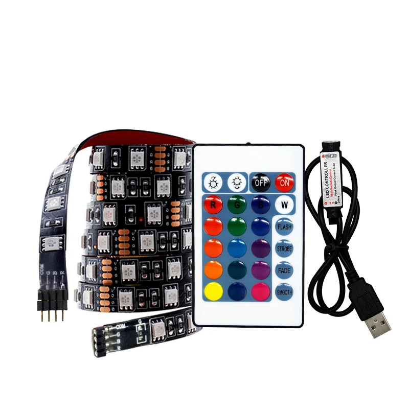 Hot sale Waterproof RGB 5050 60Leds USB 5V Led Strip Light TV Background Light Kit  WIith IR24key mini BT 3KEY RF17KEY Control