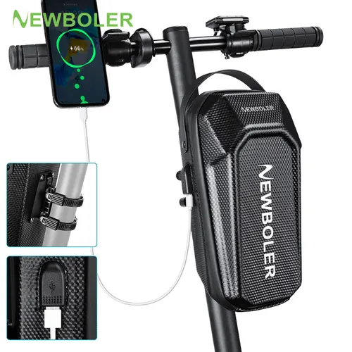 NEWBOLER 3L/5L bolsa para patinete eléctrico accesorios bolsa para vehículo eléctrico con puerto USB bolsa frontal impermeable para patinete bolsa para bicicleta