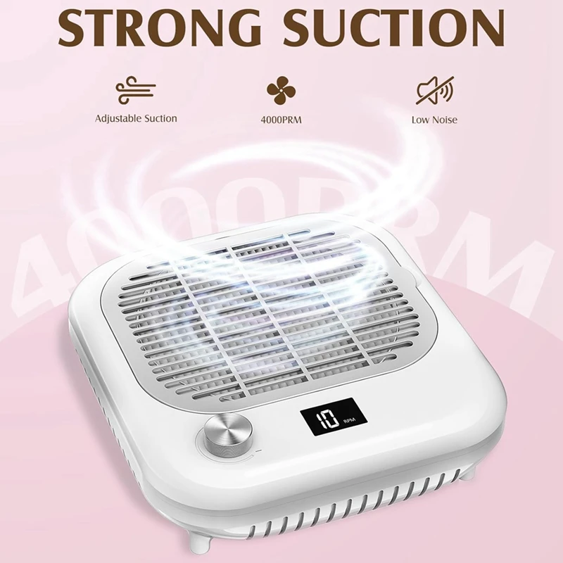 MYHOME Nail Dust Collector Vacuum For Nail Tech 600PA High-Speed Electric With Reusable Filter, Quiet Suction Machine