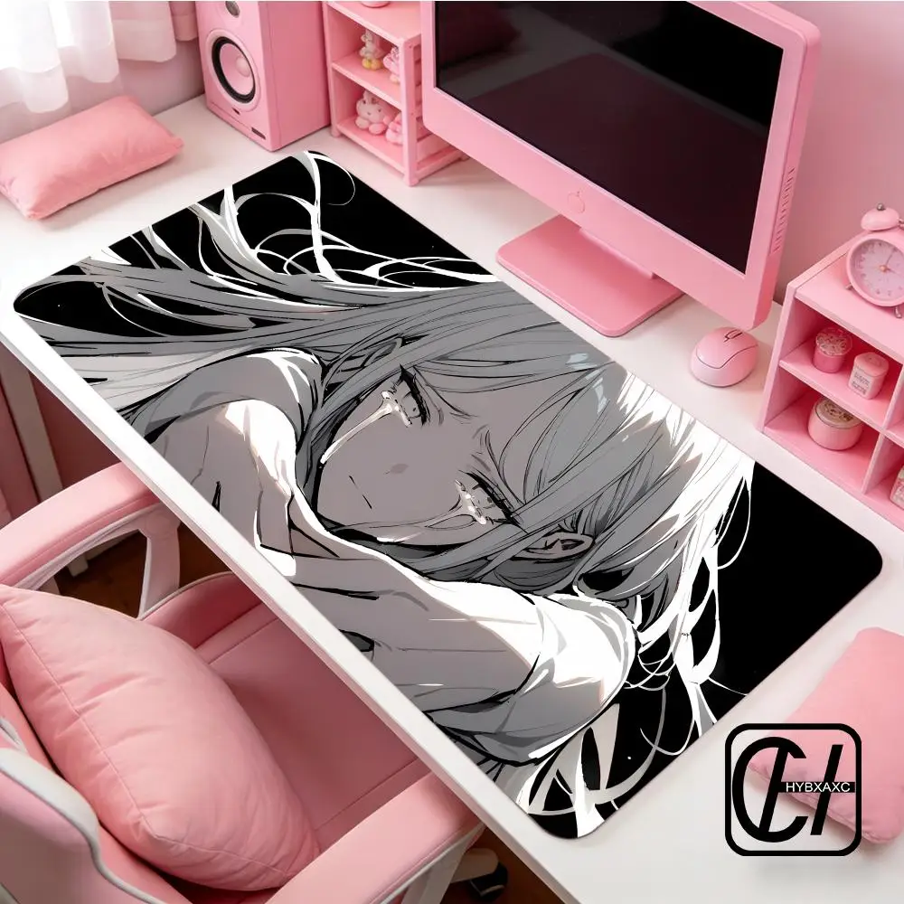 Sad Anime Girl Crying White Hair Large Mouse Pad Dark Japanese Anime Style Mouse Pad XXL Desk Mat HYBXXC