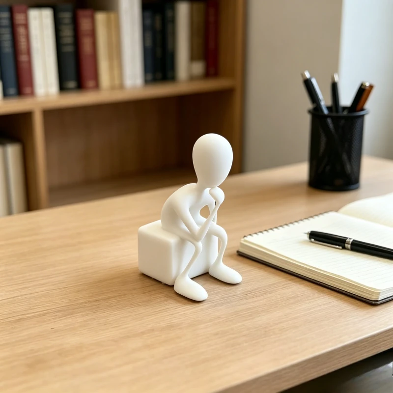 Abstract Thinker Figurine,Minimalist Faceless Human Statue For Office Workers Desk Bookshelf Window Decor,3D Printed Craft