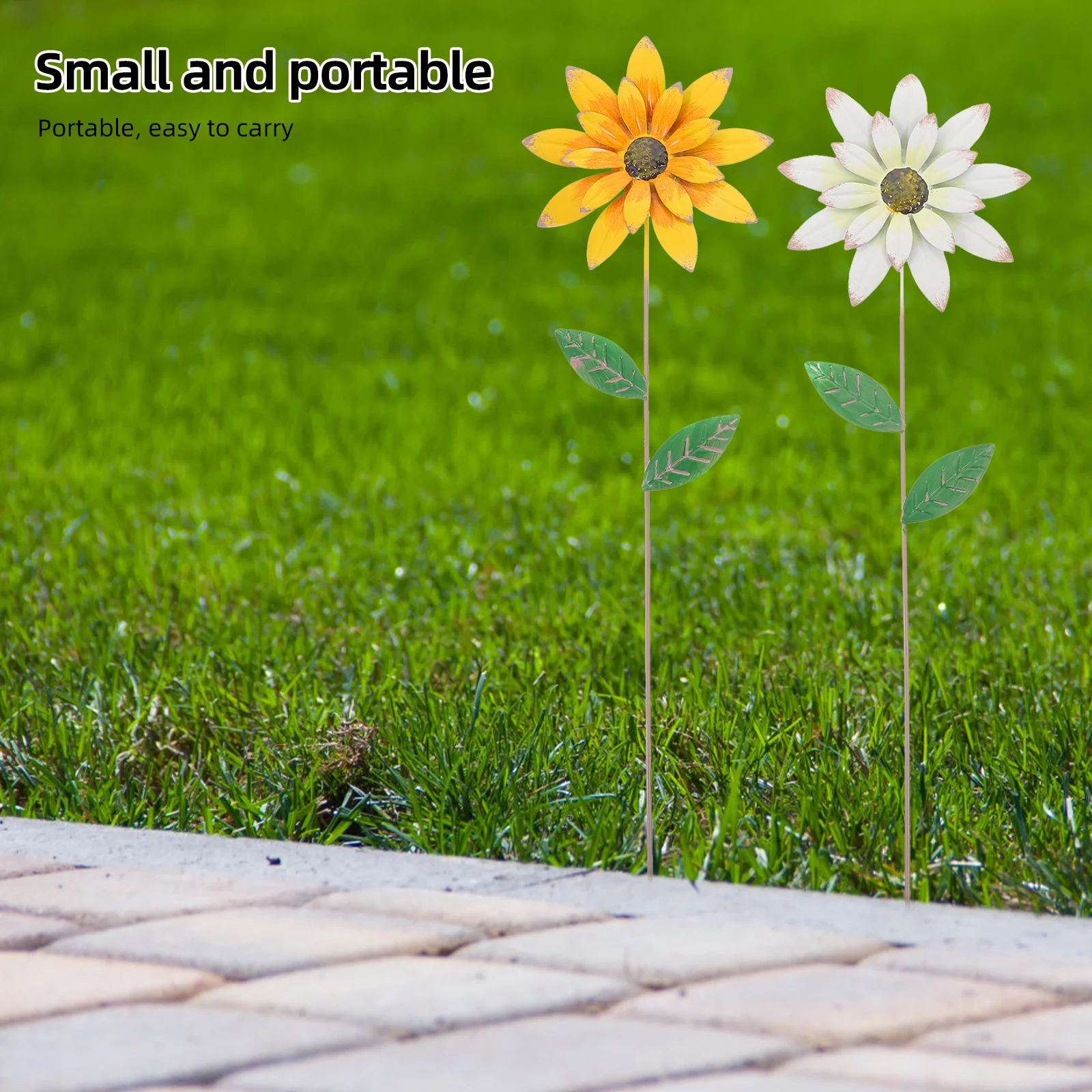 

2Pcs Iron Flower Pot Plug- Metal Flowers Outdoor Decor for Garden Yard Pathway Decoration Spring Theme Party Lawn Art Stakes