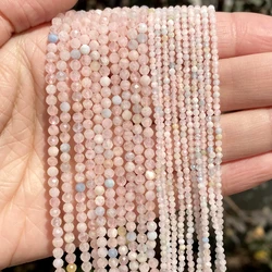 Natural Faceted Morganites Gemstone Stone Round Loose Spacer Beads For Jewelry Making Accessories Bracelet Handmade 2 3 4mm