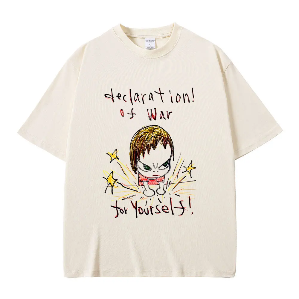Hot Sale Yoshitomo Nara Declaration of War for Yourself Graphic Tshirt Summer Men Women Clothing Casual Funny Oversized T-shirt