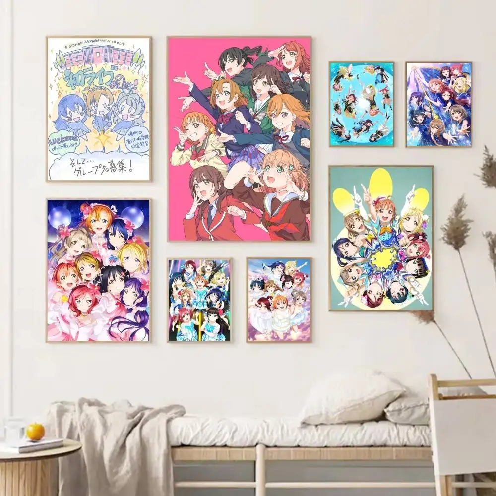 1 Stück Cartoon Hot Anime Sänger L-Love Live Manga Poster HD-Druck Vintage Wandkunst Dekoration für Zuhause und Arbeitszimmer