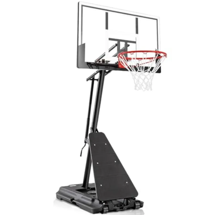 

Outdoor portable basketball hoop with adjustable height 5.3-7.3FT 8-10FT,44in/48in polycarbonate backboard, black finish, heavy