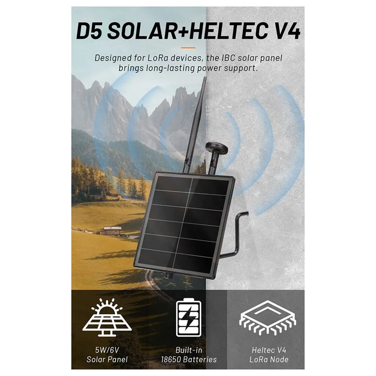OKgood D5L H3 메쉬태식 태양광 헬텍 로라 32 V4 ESP32 GPS 안테나 포함 로라 WiFi 블루투스 저전력 태양광 메쉬 868MHz