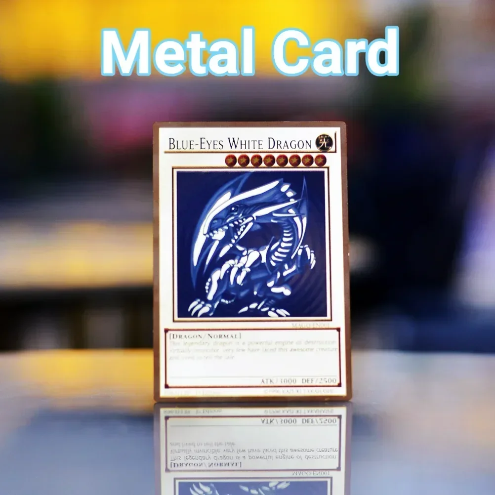 Yugioh Card Golden Metal Cards Blue Eyes White Dragon Dark Magician Girl Egyptian God Yu Gi Oh Iron Letter Anime Game Toys Gifts