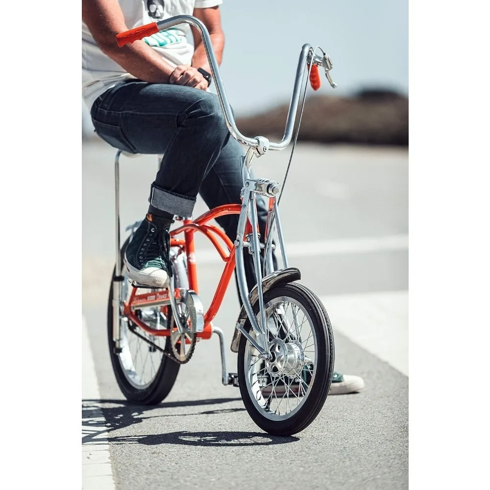 Orange 20 Inch Banana Seat Bike Steel Frame Springer Fork Fenders Single Speed Coaster Brake Banana Seat Home 17.62 Kilograms