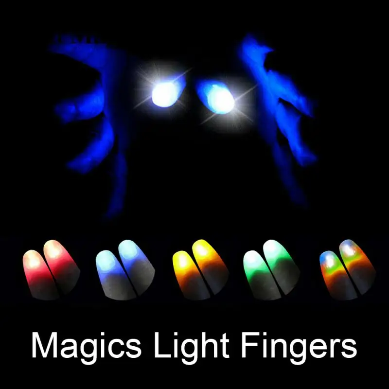 2 Pcs/set Magic Thumbs Light Toys For Adult Magic Trick Props Blue Light Led Flashing Fingers Halloween Party Toys For Children