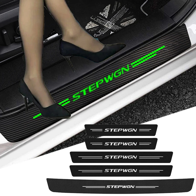 Luminous Car Threshold Door Pedal Strips for Honda STEPWGN Logo Rear Trunk Sill Bumper Protective Sticker Anti-Scratch Decals