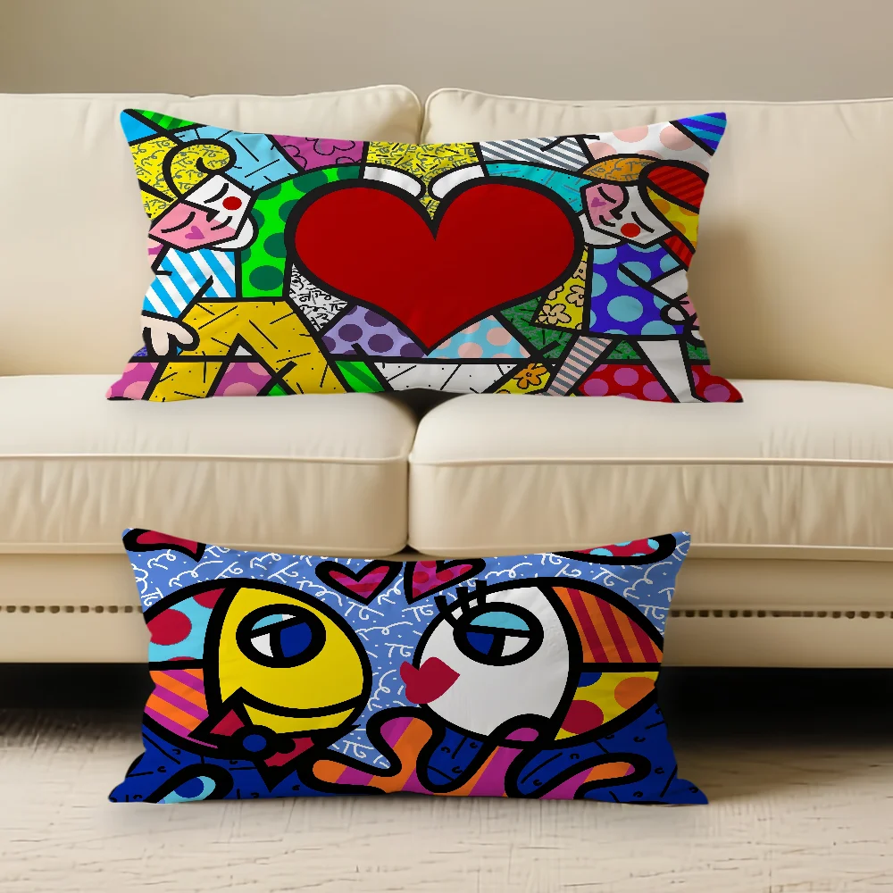 Colors R-Romero B-Britto Art Pillow Case Sofa Living Room Bedroom Headboard Backrest Cushion Nap Time