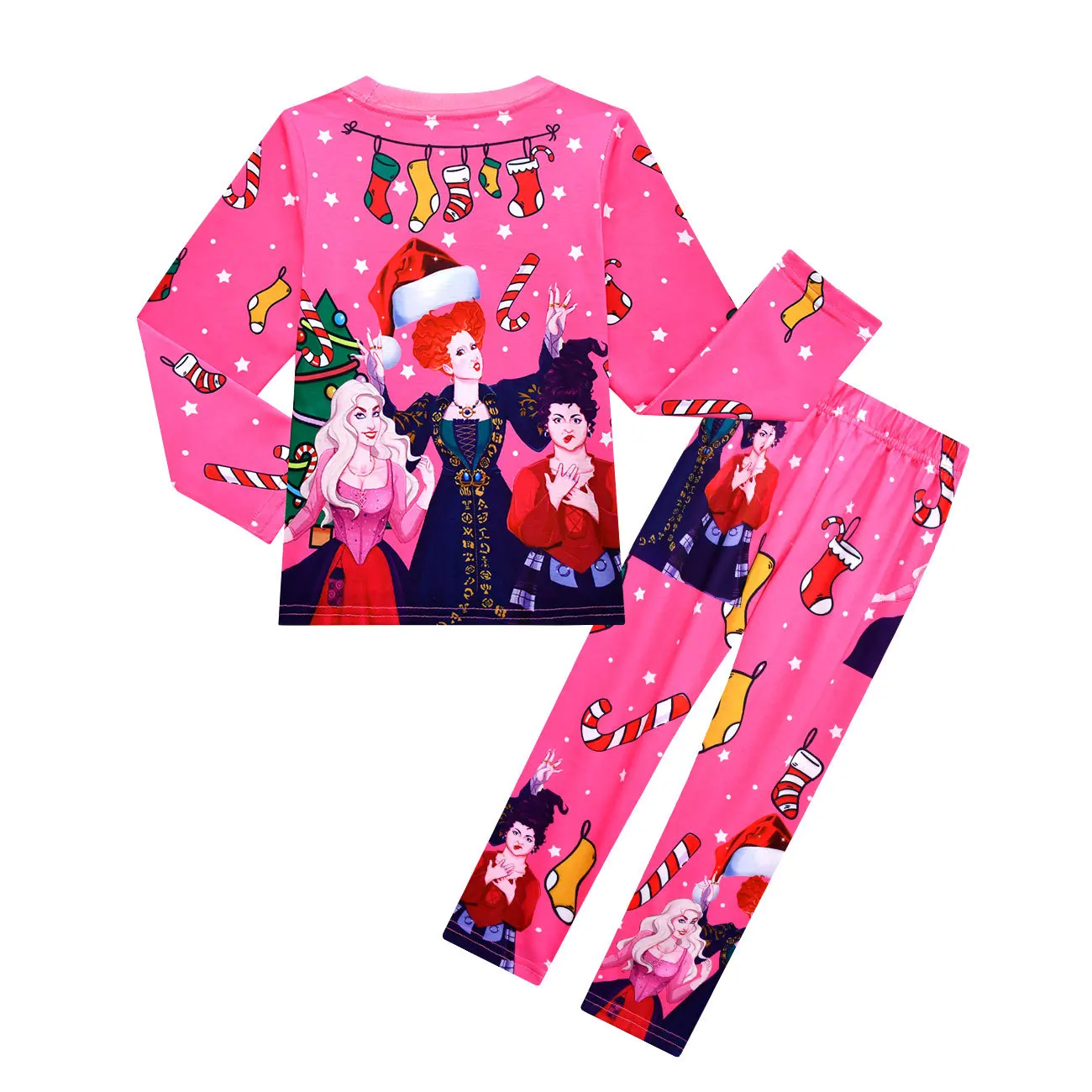 Hocus Pocus 2 Kids Clothes Sets Girls Autumn Long Sleeve Tshirt and Pants Cartoon Santa Style Baby Children Christmas Costumes