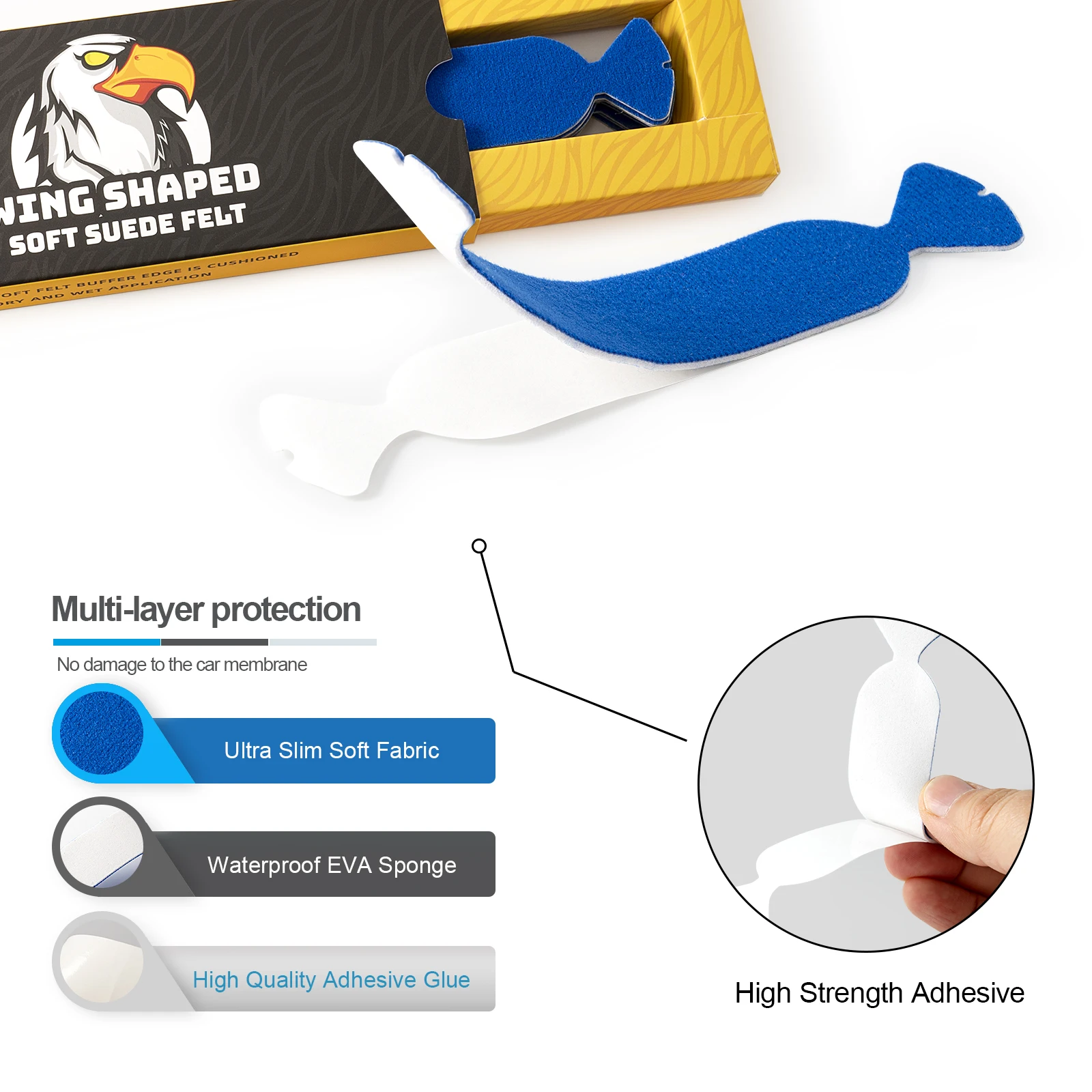 EHDIS 10pcs/Pack Buffer Felt Cloth Vinyl Car Film Wrapping Scraper Edge Fabric Protector Window Tint Cleaning Tool Replacement