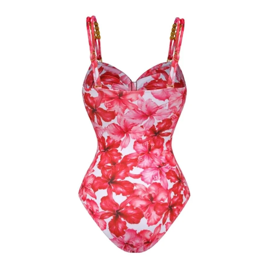 Tengweng-Maillot de bain une pièce à fleurs 3D, jupe, push-up, monokini, pour femmes, vêtements de plage, 2024