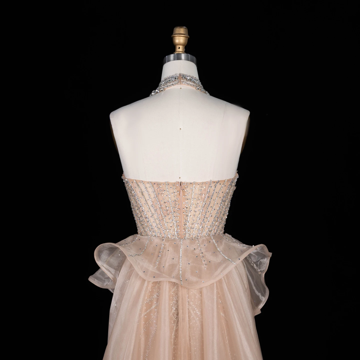 Sharon Said Abendkleid Luxuriöses Meerjungfrauenkleid aus Tüll mit Kristallen, Korsett und Perlen, Dubai Formelles Hochzeitskleid mit Überrock SS139 Maßanfertigung – Detail 15