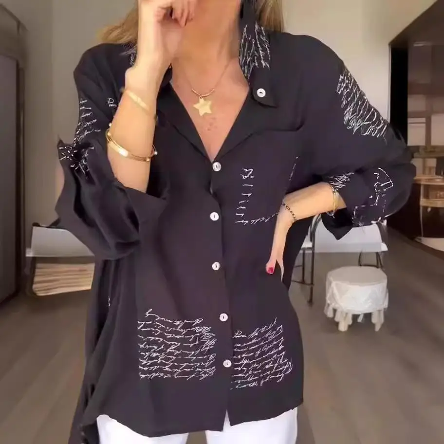 

Женский фрак с принтом irt для поездок на работу, свободный крой из полиэстера, длинный све, официальная одежда с геометрическим узором, лето 2024