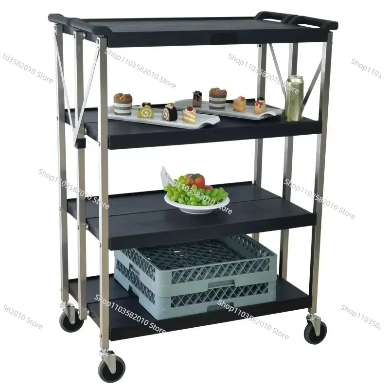 Restaurant Hotel Room Dinner Service Collapsible Plastic Folding Utility Serving Trolley