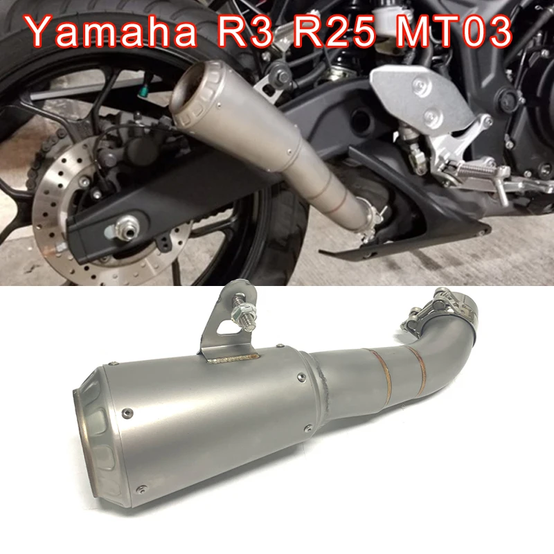 Motorcycle Exhaust Escape Modified Muffler With Middle Link Pipe Gasket Slip On For YAMAHA YZF-R3 R3 R25 MT-03 MT03 R30 MT-25