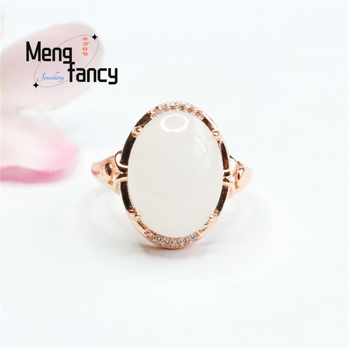 

Natural Hotan Sheep Fat White Jade Pigeon Egg Ring Simple Generous Personalized Fashion Versatile Exquisite Elegant Fine Jewelry