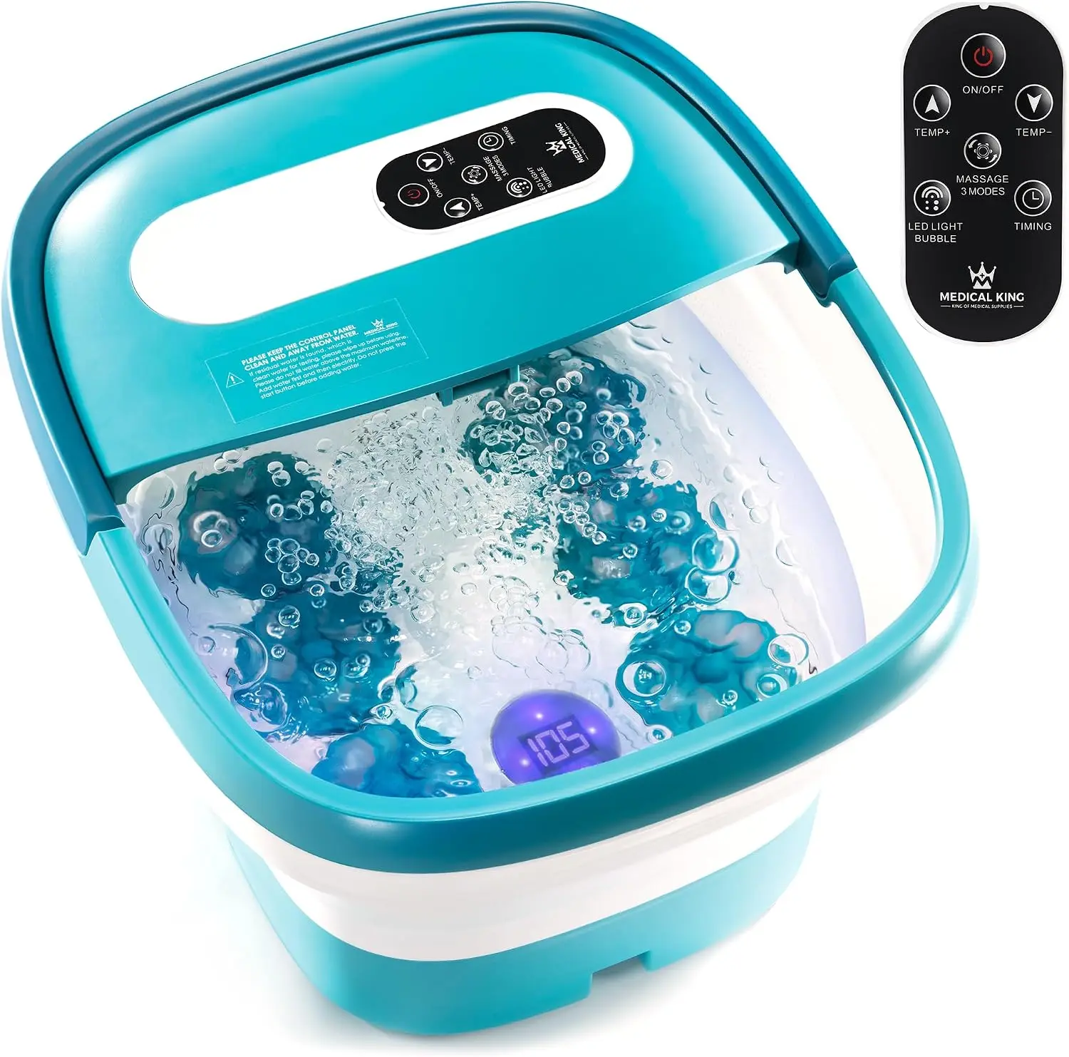 

Electric Foot Spa with Heat, Massage & Remote Control - Shiatsu Rollers & Bubbles