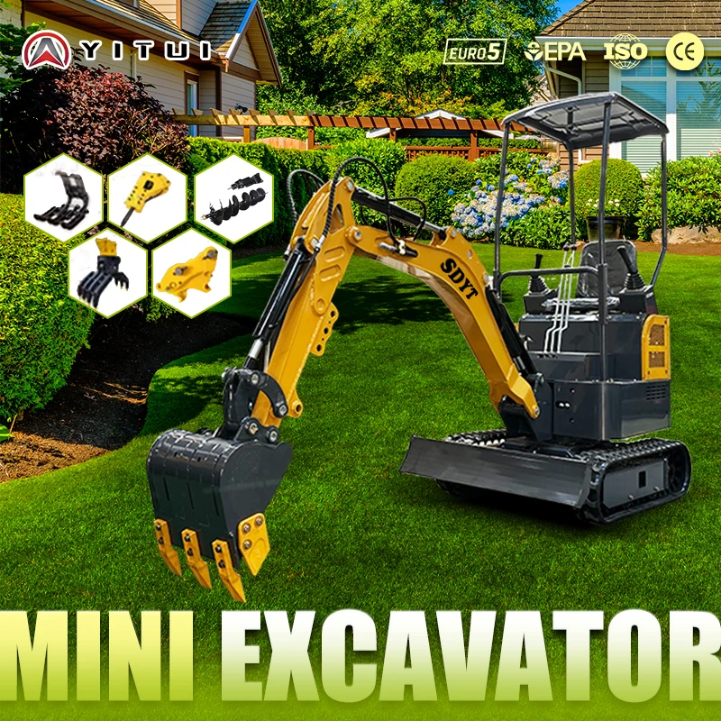 حفارات صغيرة جديدة مخصصة بذراع طويلة 1.2 طن وحفارات زاحفة صغيرة 1.5 طن مع محركات وكابينة كوبوتا