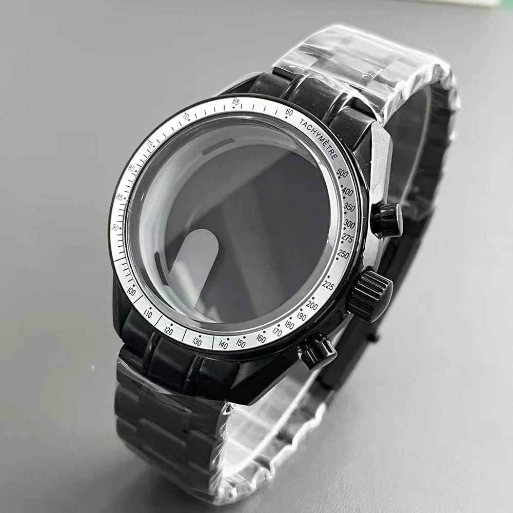 

Корпус из белого безеля из нержавеющей стали 40 мм и ремешок из нержавеющей стали VK63 VK64, запасной компонент кварцевого механизма с хронографом