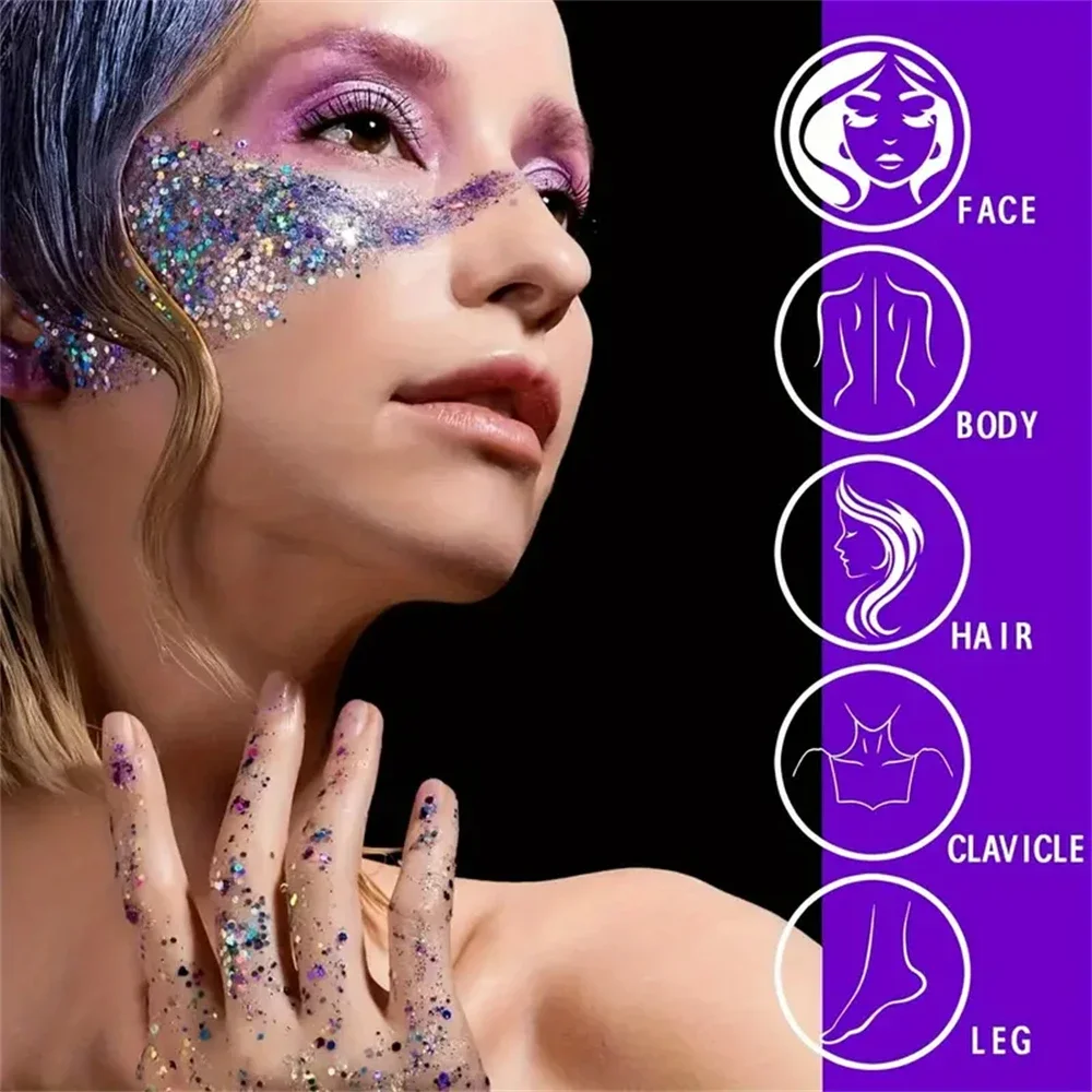 Mermaid Sequin Body Glitter Gel - Long-Lasting Shine for Carnival, Parties, Festival and Stage Performance - Great for Girls image 2