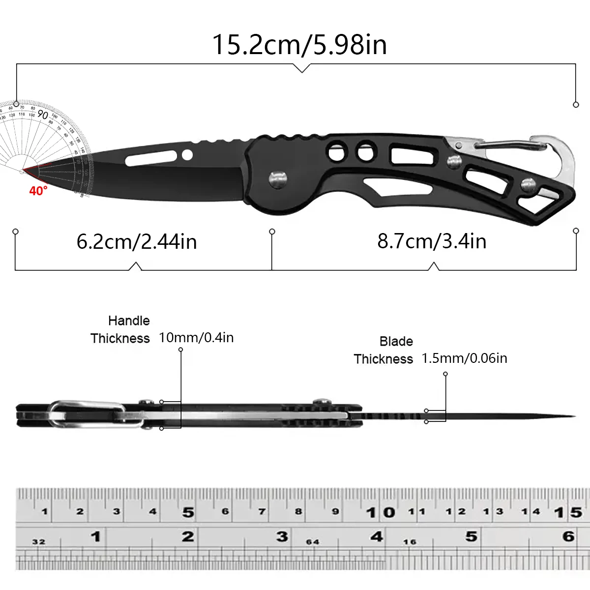 1 Piece Black Multifunctional Stainless Steel Folding Knife, Pocket Knife, Camping Knife, Small Knife, Outdoor Barbecue Multi-Purpose Knife, Camping Gear, Portable Blade, Compact Design, Rust-Proof