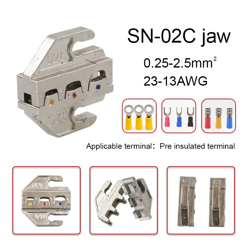 Crimping tool pliers Alloy jaws SN-2546B 58B 02C 03H 06WF X6 / 06 48BS used for crimping terminals，Jaw slot width 4mm