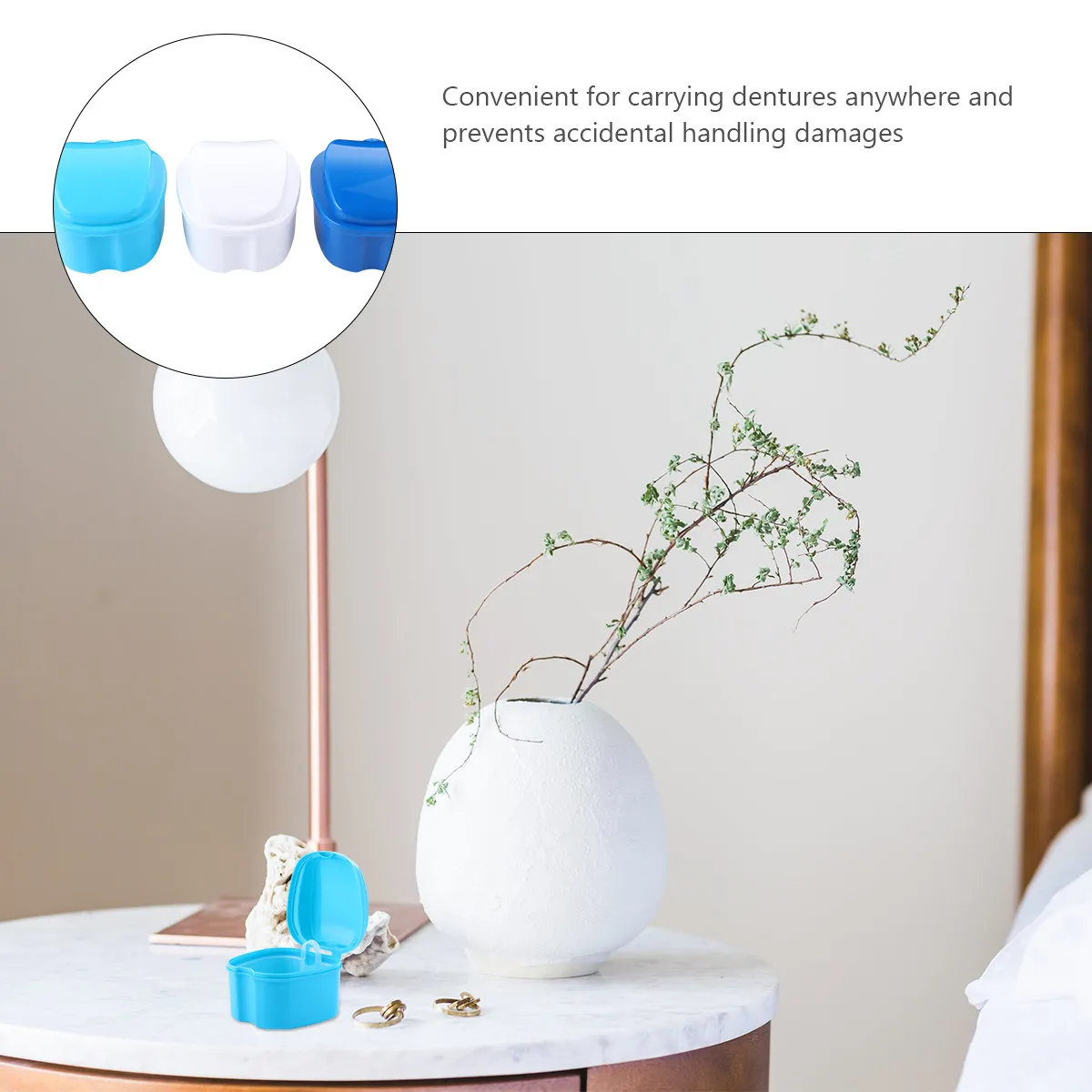 

2Pcs Denture Box Safe Storage Portable Plastic Holder for False Teeth Retainers Mouth Guards Hygiene Care Container