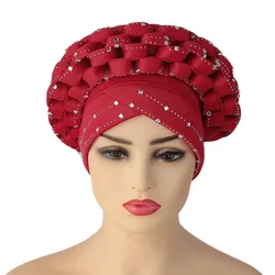 Hijabs de bufanda musulmana con patrón africano para mujer, gorro de nudo de turbante, gorro de envoltura de cabeza, bata de gel automática, cubierta de cabello africano