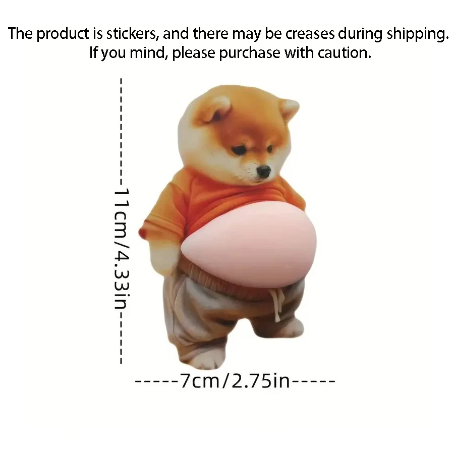 1pc 3D Cute Shiba Inu Soft Rubber Sticker | Removable Fluffy Puppy Belly Sticker