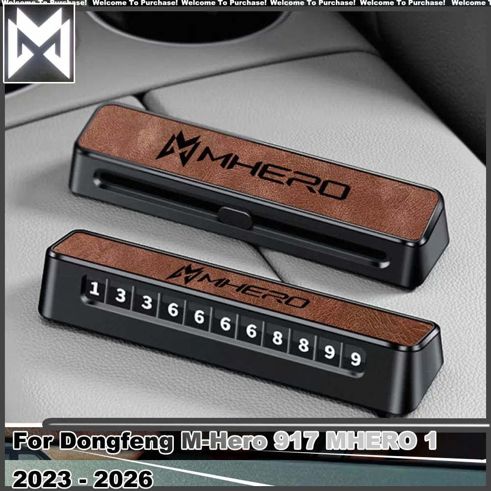 Fit for Dongfeng M-Hero 917 MHERO 1 2023 - 2026 Car Temporary Parking Number Plate ABS+Leather Dual‑Number Auto Interior Parts