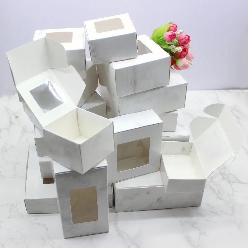 10 pcs large-sized marble patterned window packaging box gift candy jewelry display