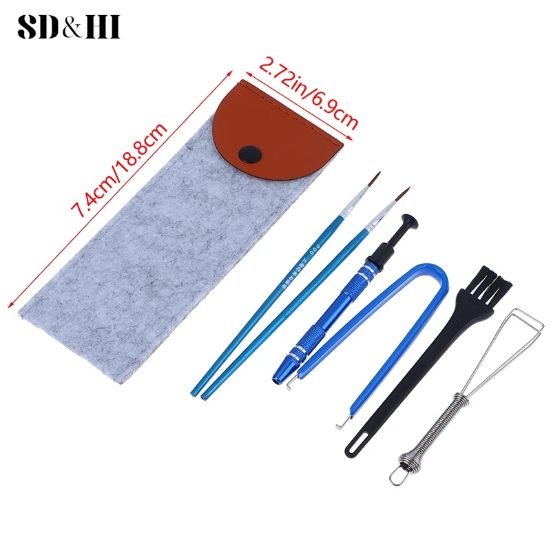 Keyboard Cleaning Tool Kit Metal Keycap Puller Stem Holder Switch Puller Lubrication Pen Lube Brush With Storage Bag