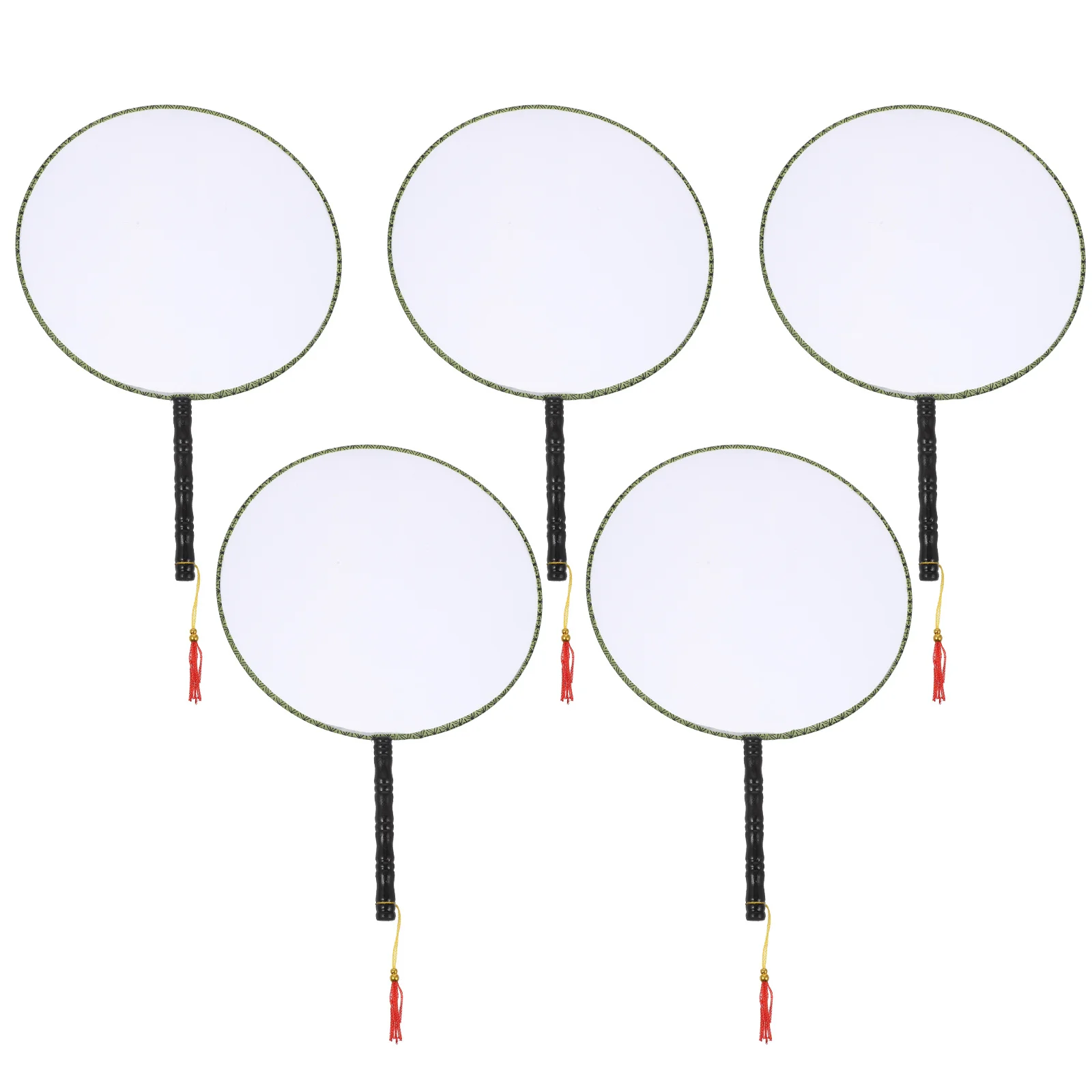 5Pcs Art Painting Fan DIY Drawing Tool 24Cm Spun Silk Material Kids Color Shape Practice Gift for Children Blank Fan