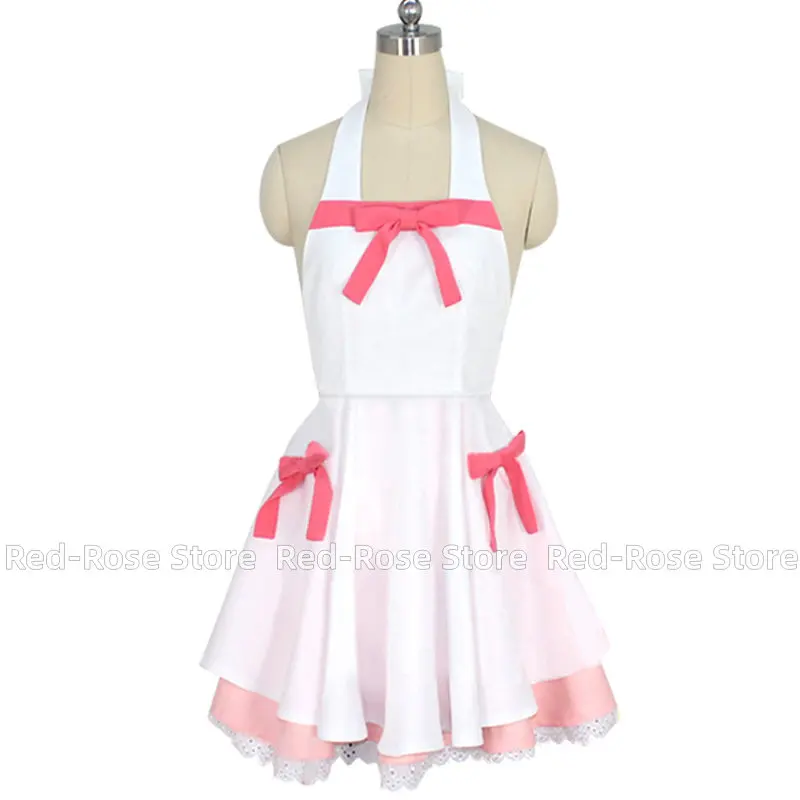 Anime Bakemonogatari Costume Oshino Shinobu cosplay costume Cartoon Woman Lolita White Pink Dress Halloween Cosplay Costume