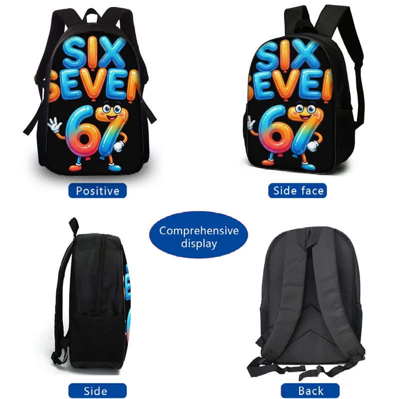 3PCS Numbered 6&7 Pattern Backpack Set | The Perfect Choice for School & Travel