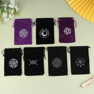 Velvet Tarots Oracle Cards Bag - 1Pc Drawstring Storage Pouch For Runes Divination & Jewelry Dice