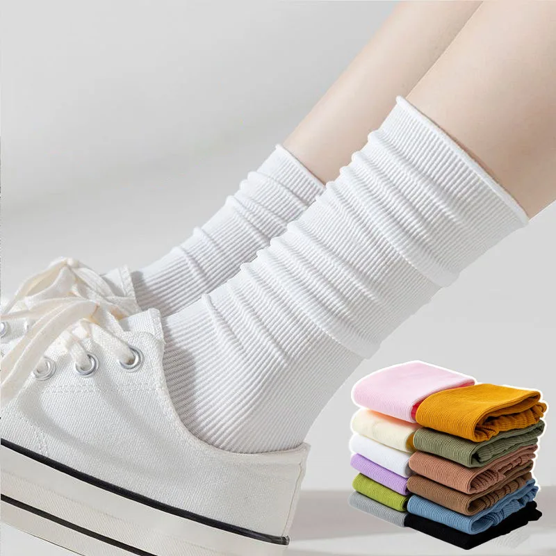 Summer Cute Loose Knitting Velvet Socks Women Nylon Thin Spring Female Socks Tube Soft Breathable Long Stockings Solid Color